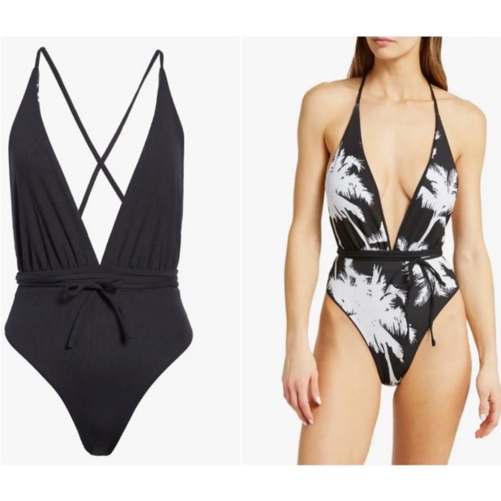 Maaji Jade Safari Plunge one piece swimsuit size L